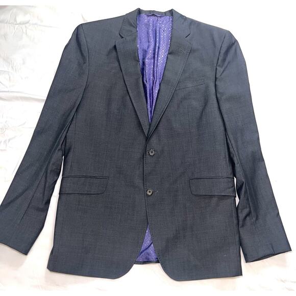 Ted Baker Endurance Blazer Size 44L Gray Jarrett 100% Wool Sportscoat Business - Picture 1 of 16